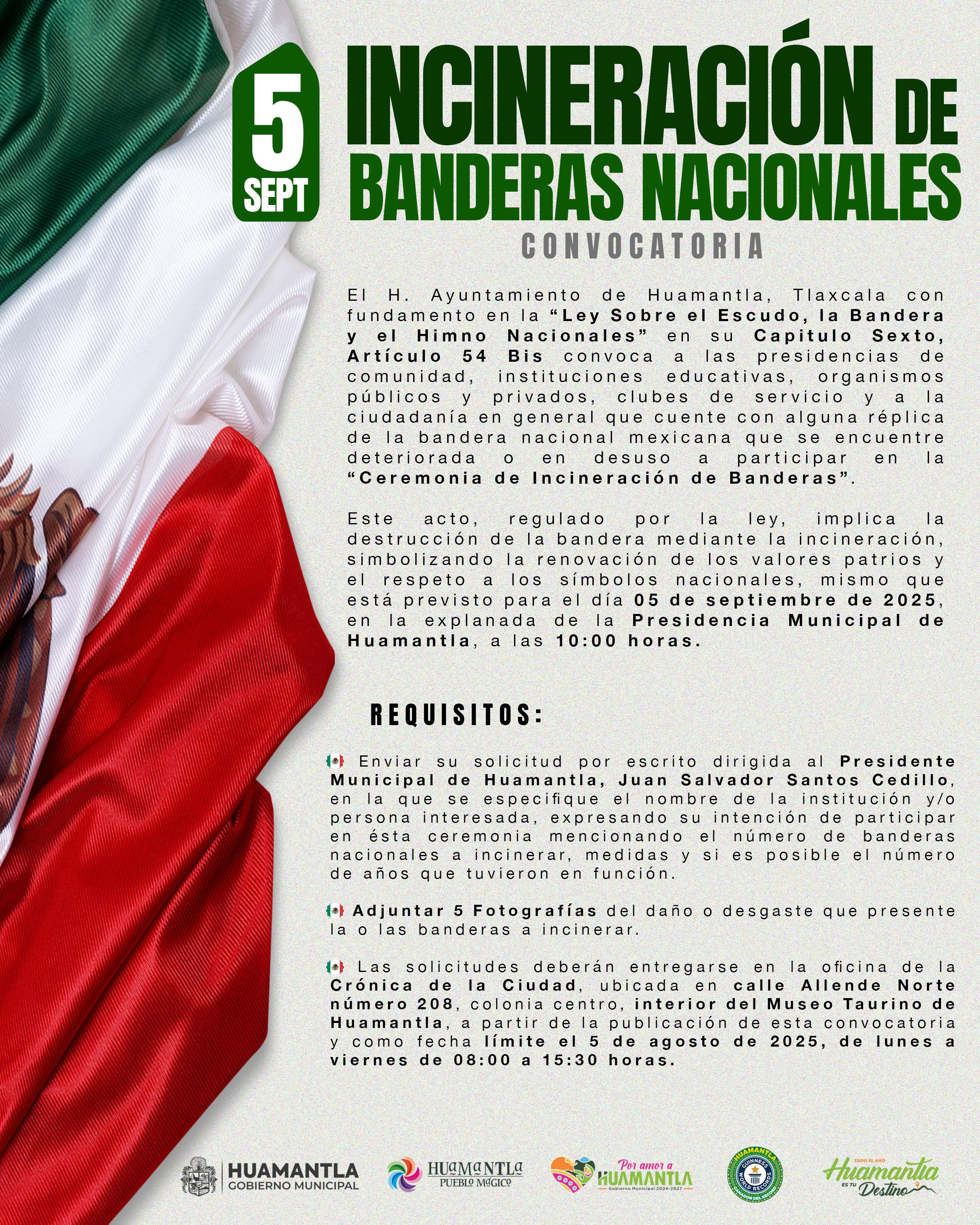 Huamantla prepara Ceremonia de Incineración de Banderas